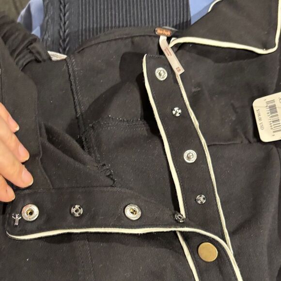 FREE PEOPLE LINNEA Stylish Black Button-Down Dress Off-shoulder Wednesday - Picture 8 of 11